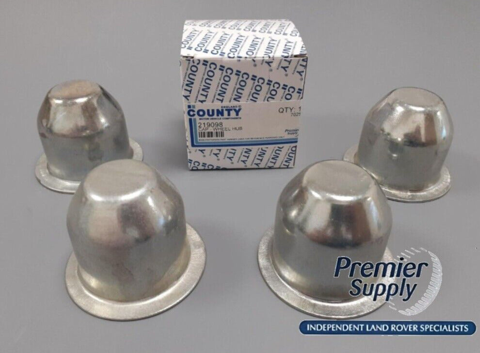 LAND ROVER SERIES 2 2A 3 DRIVE FLANGE HUB CAP METAL DUST COVER SET OF 4 - 219098