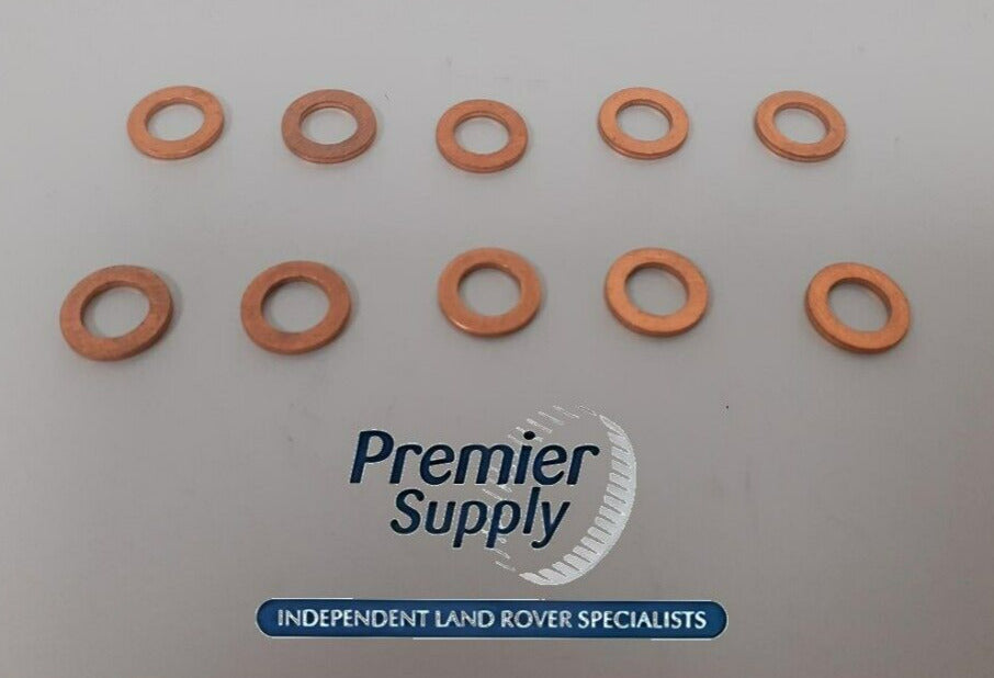 300Tdi FUEL INJECTOR SPILL RAIL LEAK OFF PIPE 10 x COPPER SEALING WASHER ERR1304
