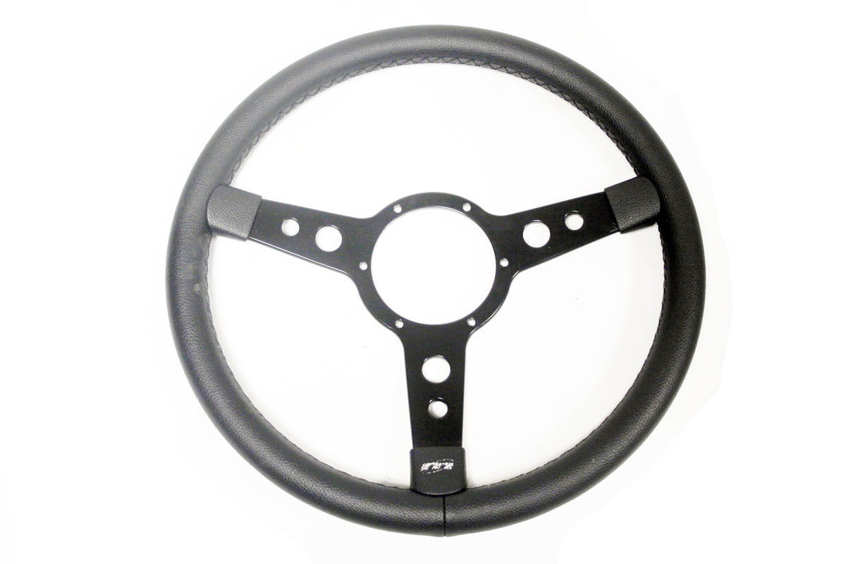 GI005 - Defender 15 inch 3 spoke black vinyl covered steering wheel