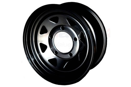GRW003 - 7x16 ET00 black 8 spoke steel wheel for DEF/D1/RRC