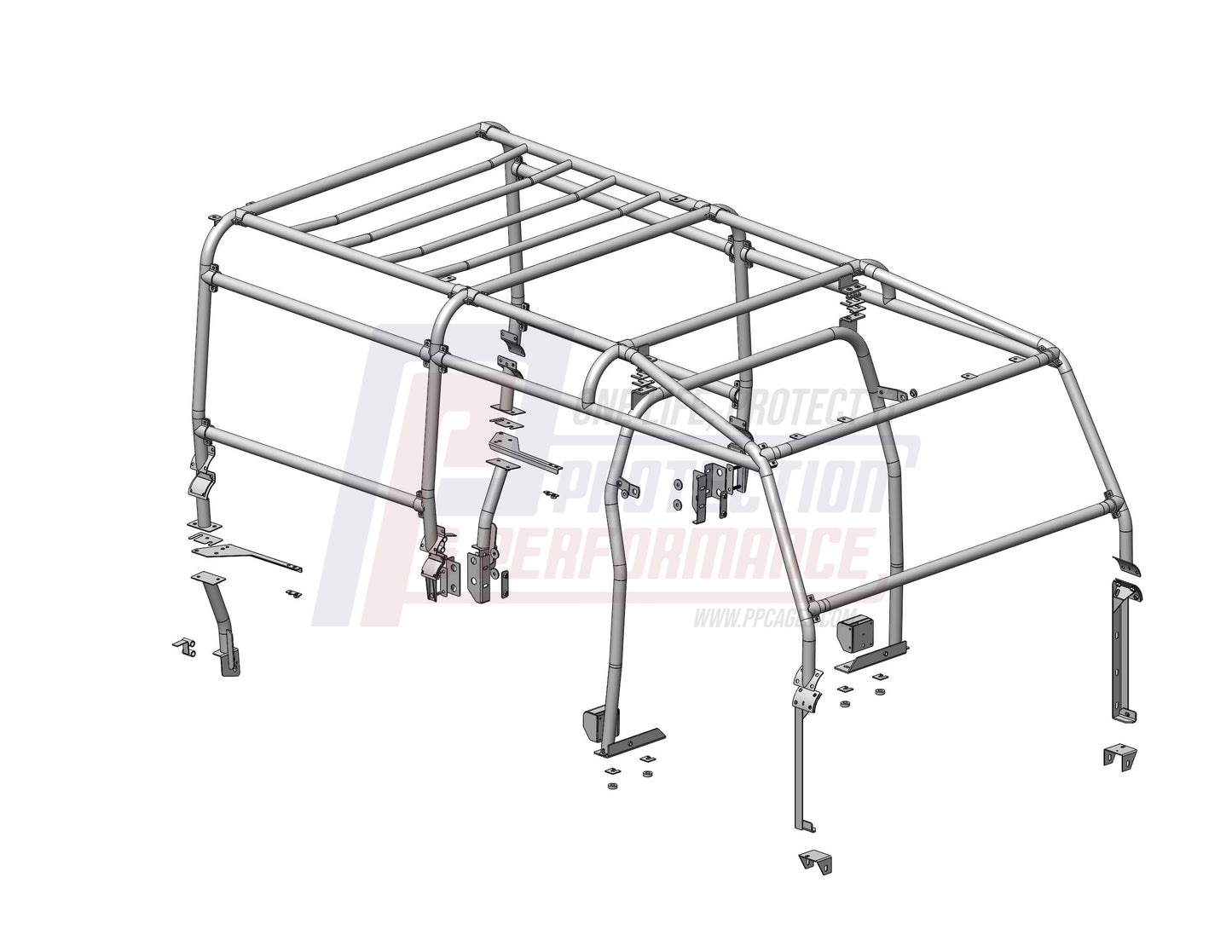 PPLR172 - P&P 110SW 8 POINT FULL EXTERNAL ROLL CAGEWITH INTERNAL B POST HOOP From TERRAFIRMA