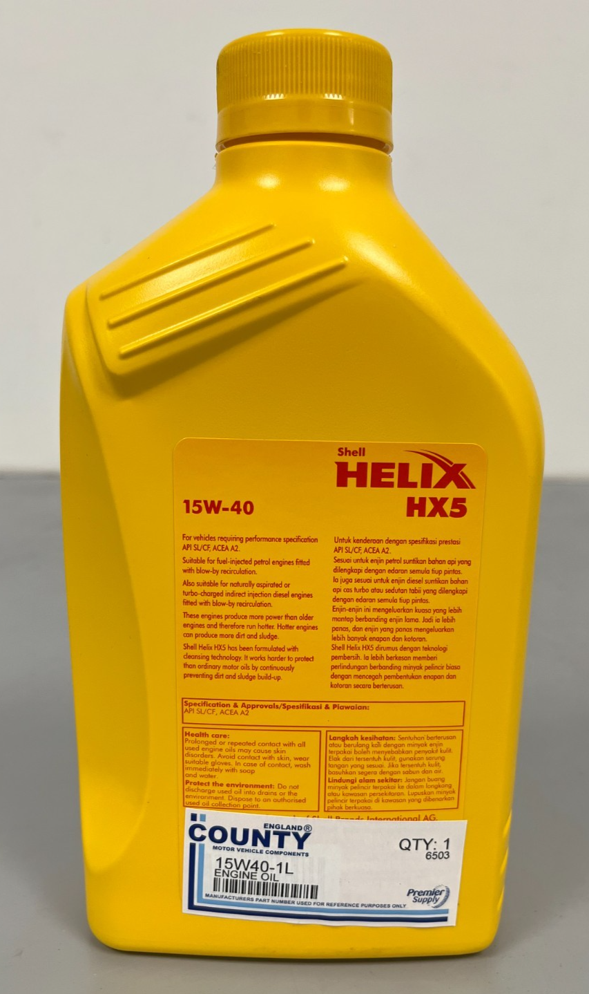 SHELL HELIX HX5 15W40 15W/40 PREMIUM MULTI GRADE ENGINE OIL PETROL & DIESEL 1L