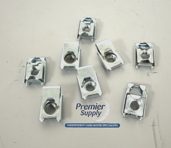 8 x LAND ROVER DEFENDER 98 to 16 BULKHEAD DOOR HINGE M8 CAPTIVE J NUTS BYH500100