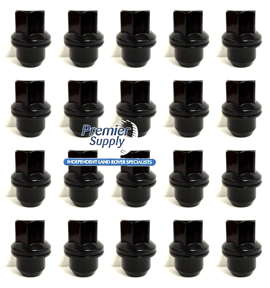 20 x BLACK ALLOY WHEEL NUTS 27mm SOLID STEEL LAND ROVER DEFENDER RRD500560
