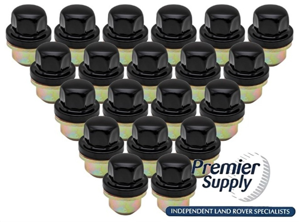 20 x GLOSS BLACK ALLOY WHEEL NUTS 27mm LAND ROVER DEFENDER DISCOVERY 1 RRD500560