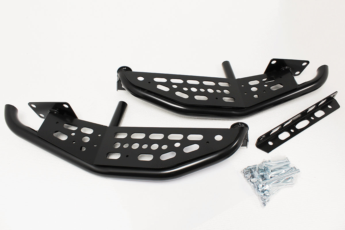 TF0018 - Skeleton black powder coated steel rear step bumpers for Defenders