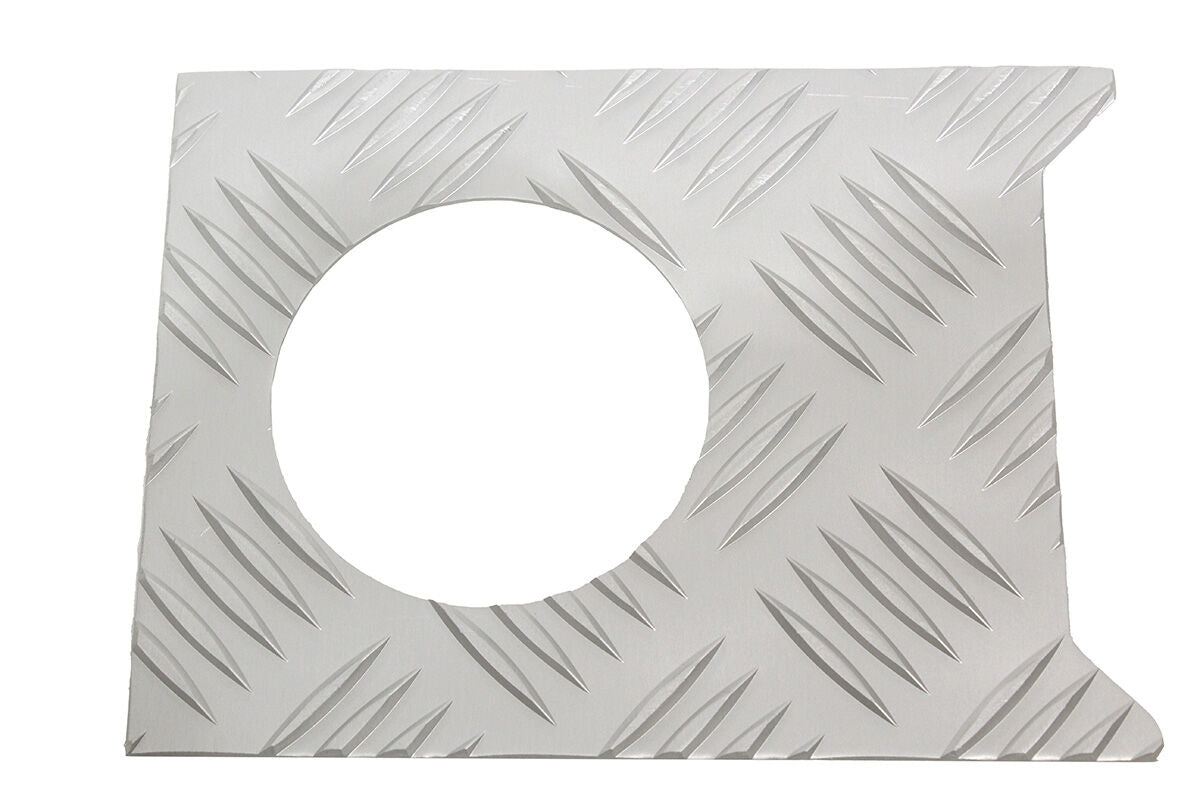 TF8214 - Silver chequer plate fuel filler surround for Defender 1983 to 1998