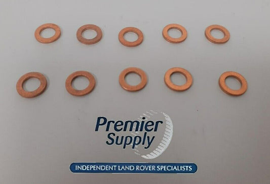 300Tdi FUEL INJECTOR SPILL RAIL LEAK OFF PIPE 10 x COPPER SEALING WASHER ERR1304