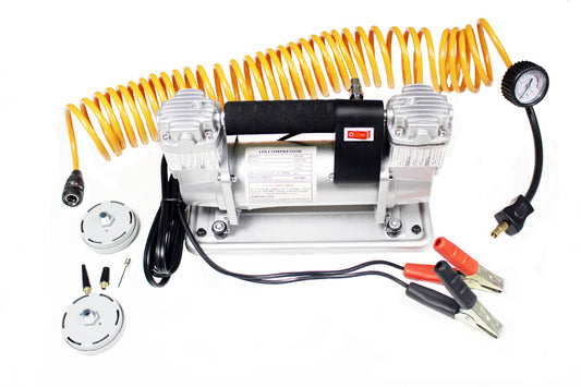 Double pump twin cylinder portable air compressor