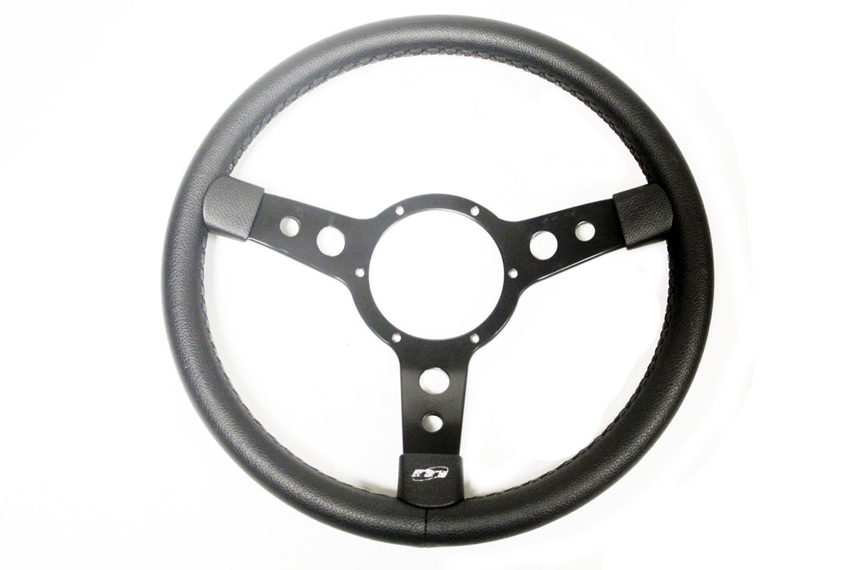 GI004 - Defender 14 inch 3 spoke black vinyl covered steering wheel