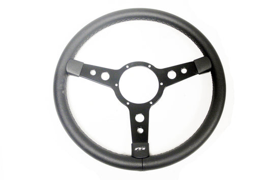 GI005 - Defender 15 inch 3 spoke black vinyl covered steering wheel