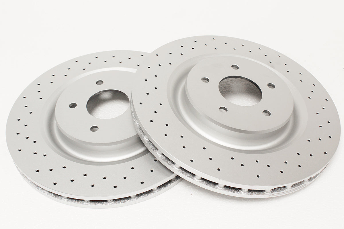 JLM21749-R - BRAKE DISCS-FRONT-PAIR CROSS DRILLED (R PERF BREMBO TYPE) X100/X308 From PR2 COATED