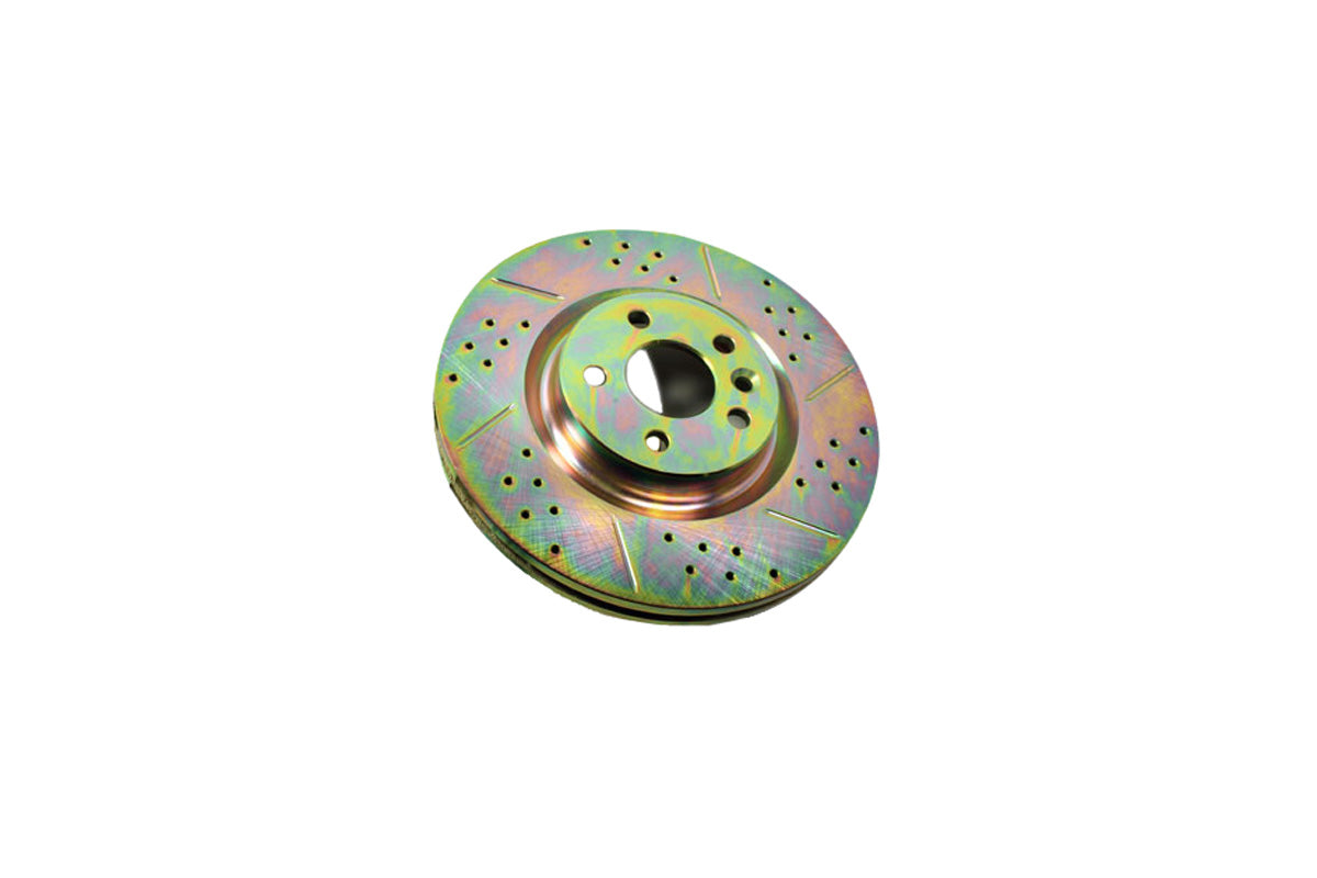 Front cross drilled and grooved vented brake discs for D Sport & Evoque 12-