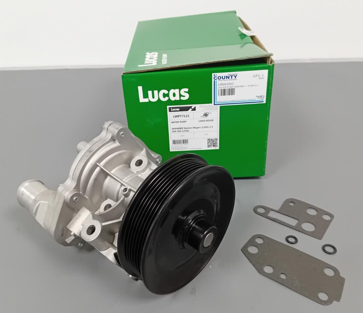 LUCAS WATER PUMP & GASKETS LAND ROVER DEFENDER 2.4 TDCi PUMA LR083283