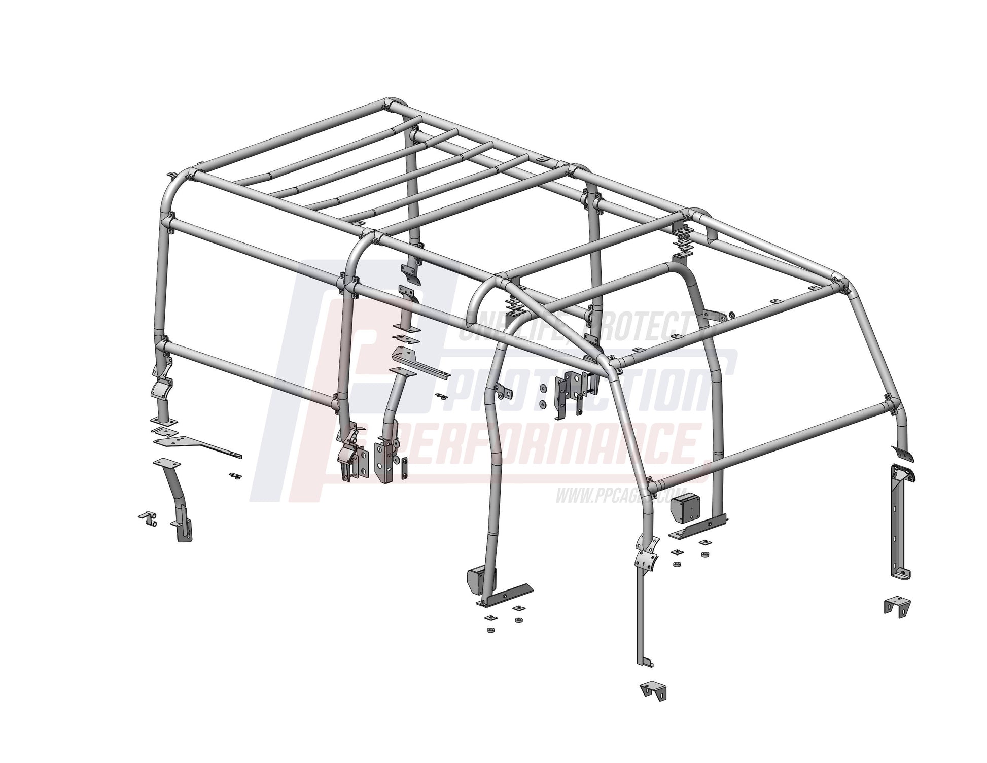 PPLR172 - P&P 110SW 8 POINT FULL EXTERNAL ROLL CAGEWITH INTERNAL B POST HOOP From TERRAFIRMA