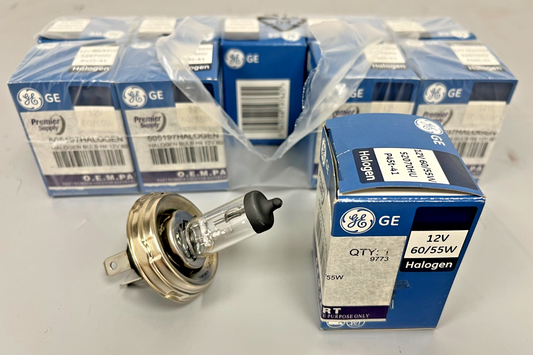 BOX of 10 GENERAL ELECTRICS 60/55W P45t-41 HEADLIGHT HEADLAMP HALOGEN BULB