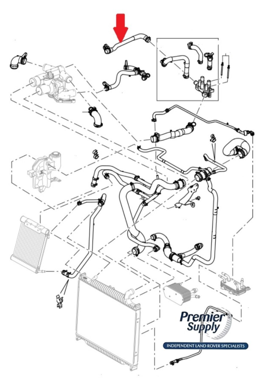 RANGE ROVER L322 ,RANGE ROVER SPORT L320 3.6 TDV8 WATER HEATER HOSE LR008276