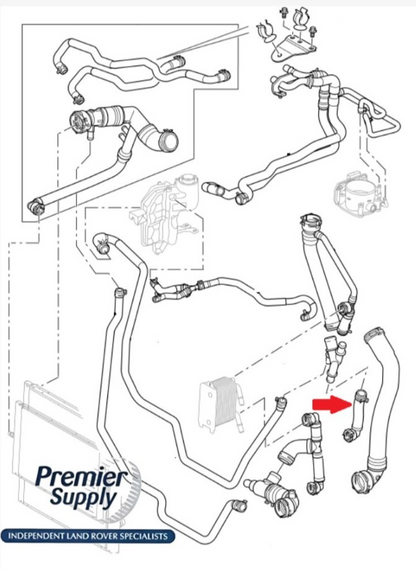 RANGE ROVER L322 4.2L V8 SC PETROL  COOLANT HOSE PCH501880