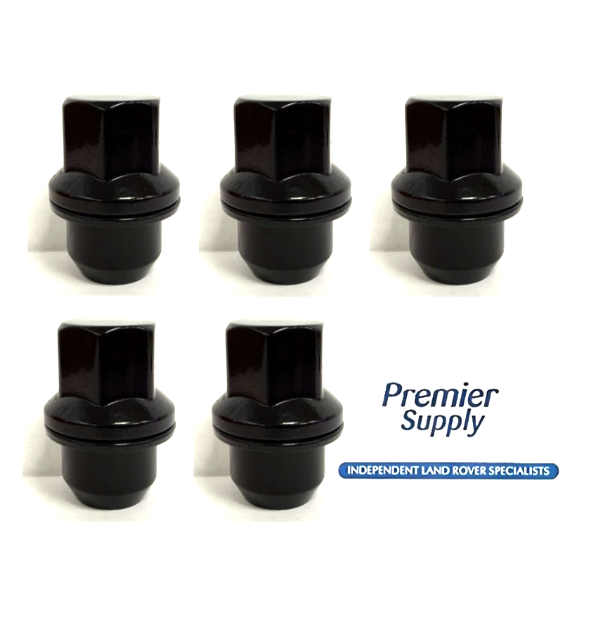 5 x BLACK ALLOY WHEEL NUTS 27mm SOLID STEEL LAND ROVER DEFENDER RRD500560