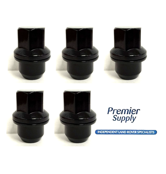 5 x BLACK ALLOY WHEEL NUTS 27mm SOLID STEEL LAND ROVER DEFENDER RRD500560