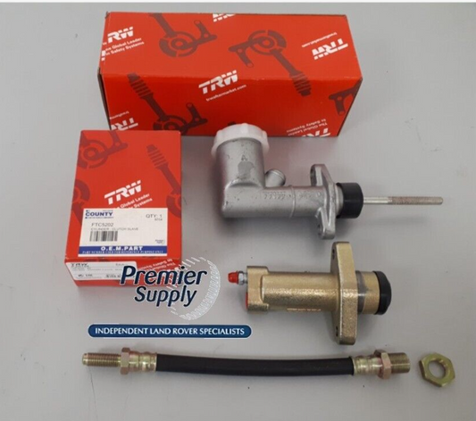 TRW OEM LAND ROVER DEFENDER TD5 CLUTCH MASTER SLAVE CYLINDER & FLEXI HOSE KIT