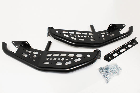 TF0018 - Skeleton black powder coated steel rear step bumpers for Defenders