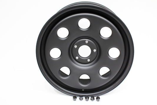 TF1520 - TERRAFIRMA 20X8 ET45 STEEL WHEEL 2020 DEF/D3/D4/RRS SATIN BLK INC NUTS From TERRAFIRMA