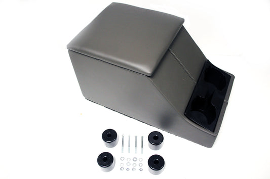 TF2662G - Grey vinyl cubby box with a double cup holder for Defenders