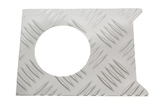 TF8214 - Silver chequer plate fuel filler surround for Defender 1983 to 1998