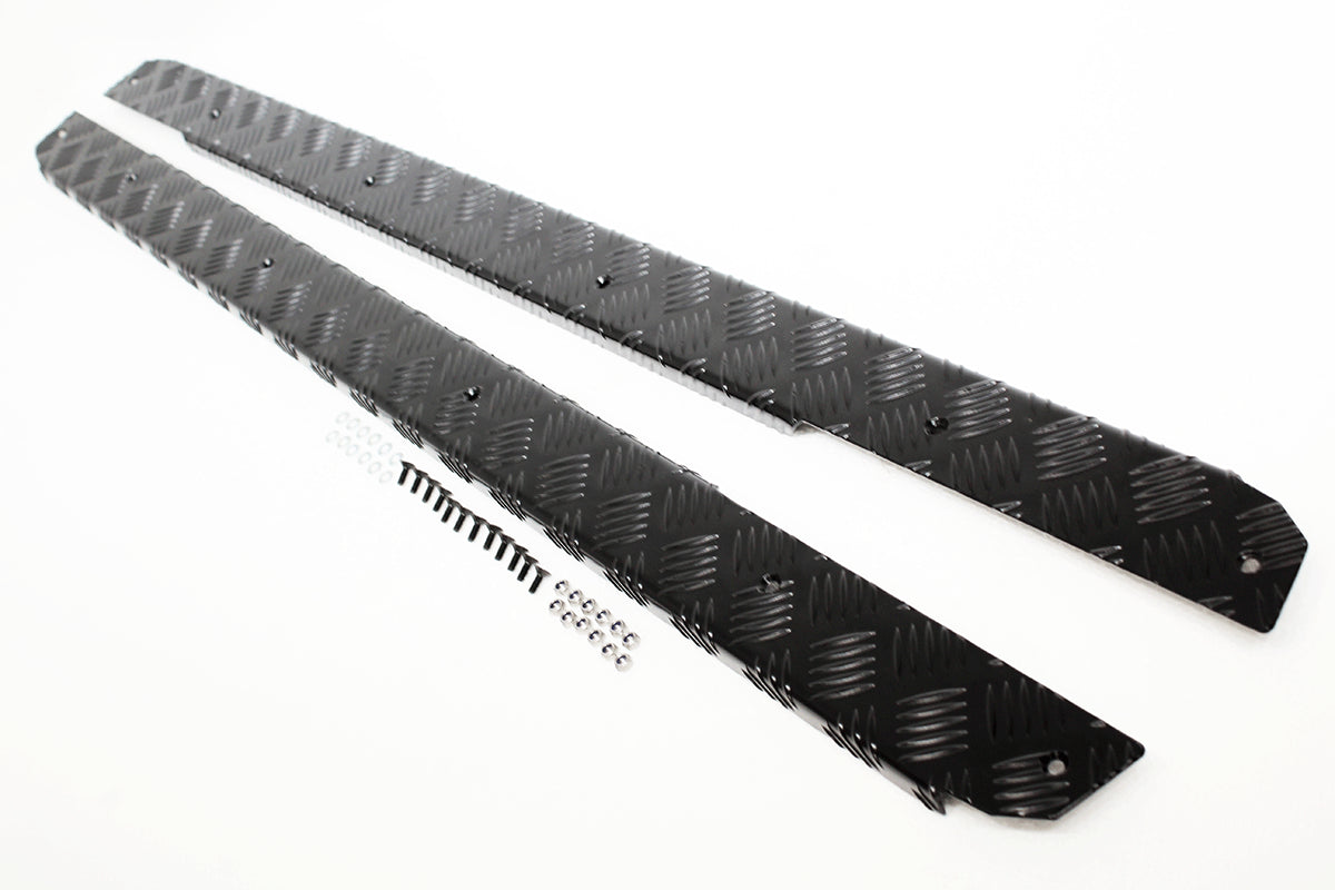TF8220 - SIDE SILLS CHEQUER PLATE - BLACK - ALL DEFENDER 90 From TERRAFIRMA