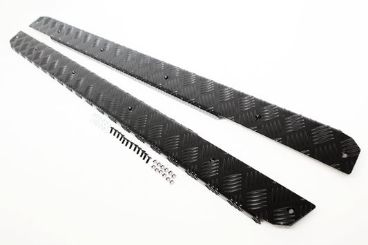 TF8220 - SIDE SILLS CHEQUER PLATE - BLACK - ALL DEFENDER 90 From TERRAFIRMA