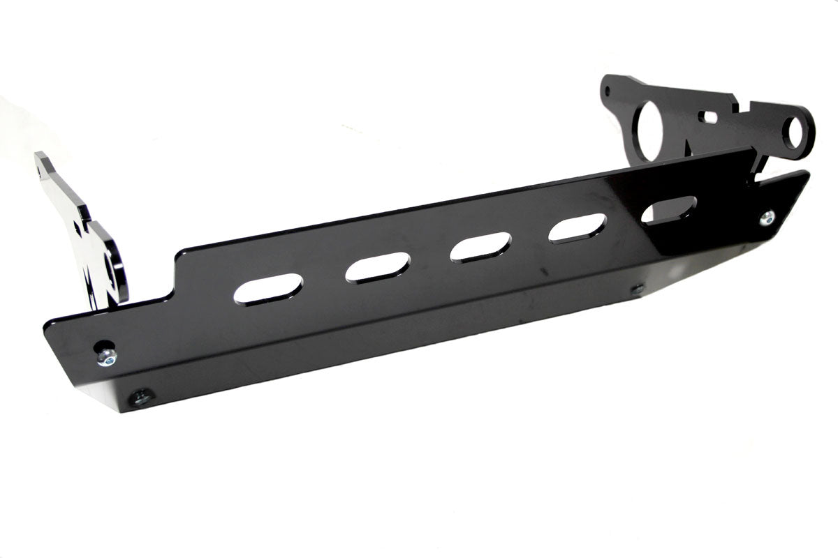 TF841RB - Black alloy steering guard with recovery points for RHD Defenders