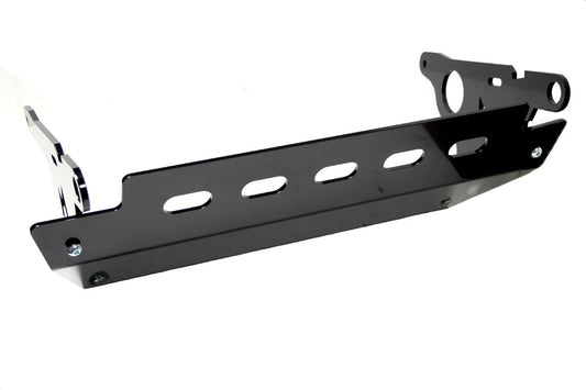 TF841RB - Black alloy steering guard with recovery points for RHD Defenders
